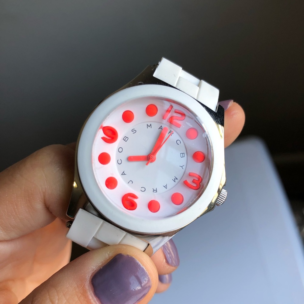 White/Pink Marc Jacobs Pelly Silicone Watch